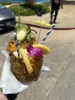 Piña Colada Smoothie inside fresh pineapple