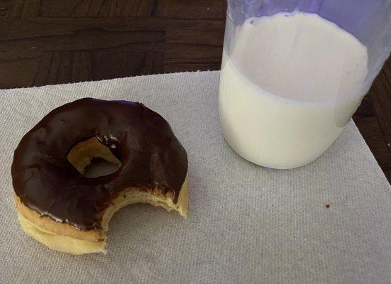 Traditional Chocolate Donut and Whole Milk!