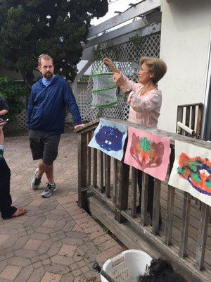 Flora releasing butterflies in the Spring