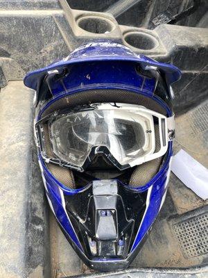 Cracked Goggles and helmet