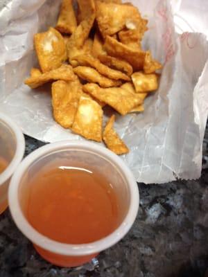 Homemade duck sauce that is perfect with fried noodles!  Ask for the homemade not the plastic packages.