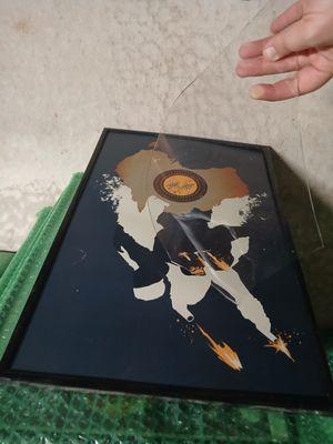 Broken picture frame glass (most of it was in the dog bed it was thrown in with)