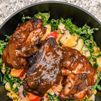 RyRy's Kale Salad w/ Jerk Chicken & Jerk Sauce