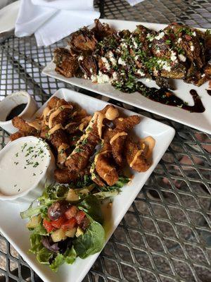 Deep Fried Calamari, Roasted Brussels Sprouts