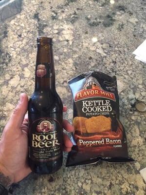 Chips were flavorful(bacon chips) and this is by far my favorite Root Beer