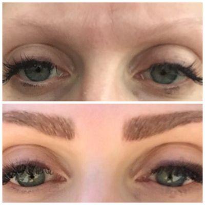 Before and after microblading.