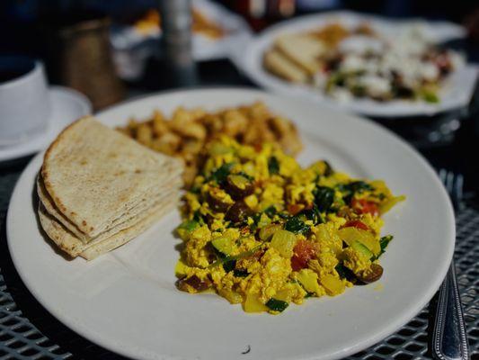 Vegan tofu scramble. My favorite thing here.