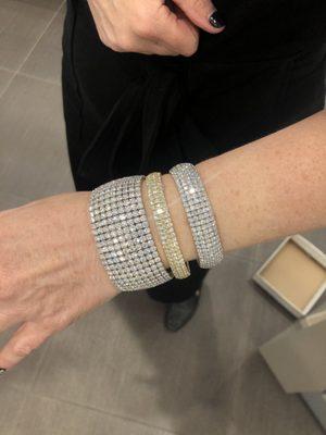 Flexible diamond cuff bangles.