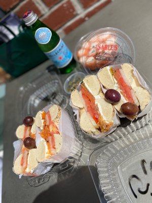 Salmon rolls with lobster salad