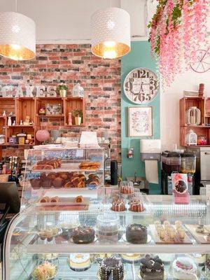 Inside of restaurant at counter where you order