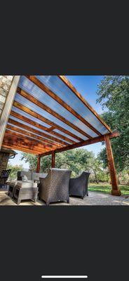 Patio covered with 10 mm bronze panels