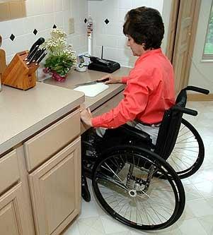 Example of lowering counters to accomodate wheelchair users