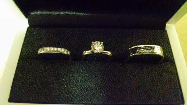 My wedding band & engagement ring, his wedding band.