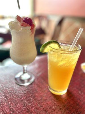 Pina colada and an Arnold Palmer cocktail