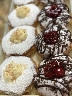 Coconut cream and Black Forest Donuts