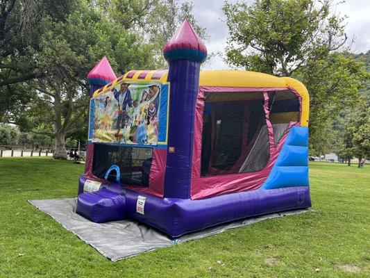 4N1 Bounce House with indoor slide and basket ball hoop
The theme can be changed to customers choice