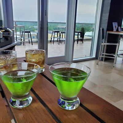 Green Apple Martini and Jack & Gingerale.