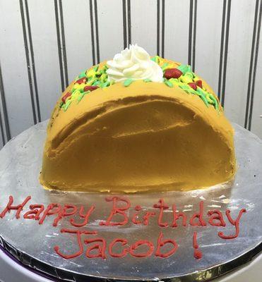 Custom Taco cake chocolate/Vanilla cake with buttercream icing