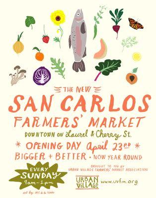 Join us for the Opening Day of the NEW San Carlos Farmers' Market on April 23rd!