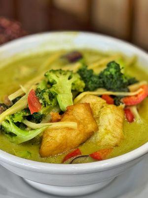 Green Curry with Tilapia: delicious! Perfectly tender flaky fish. It was $16.95 (not $15.95 as it says on the menu)