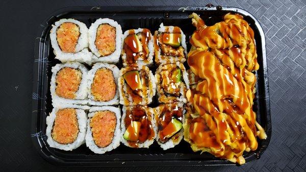 Spicy Tuna, Eel Avocado, and Sunday Roll.