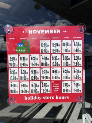 November Holiday Hours