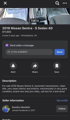 2019 Sentra's Description