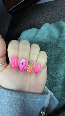 Ombré with flamingo and pineapple by Ivy