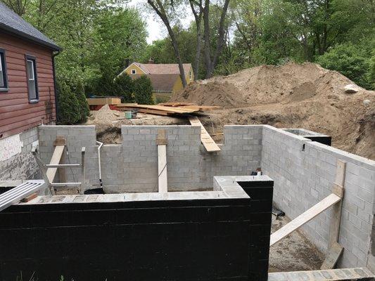 Basement addition; block.