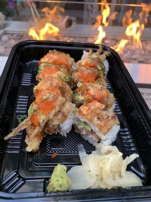 Spider Man Roll with generous soft shell crab. Very tasty!