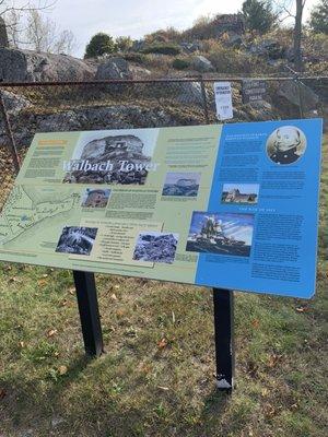 Walbach Tower ruins behind plaque