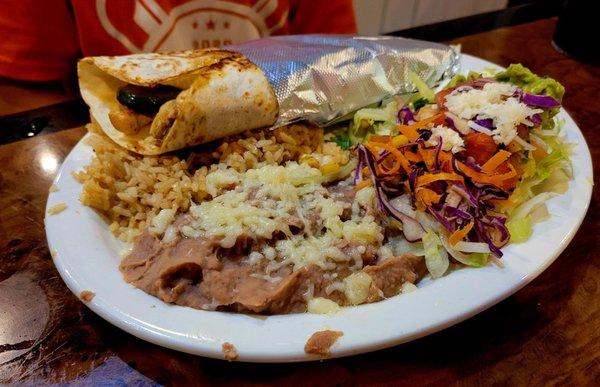 Fajita burrito plate