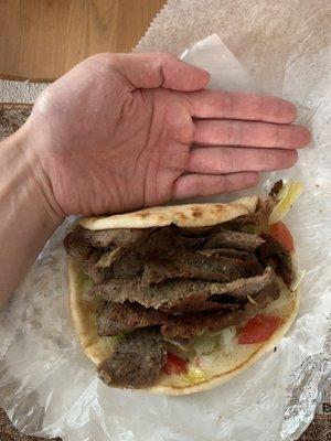 Gyro Sandwich looks small but packed with meat.