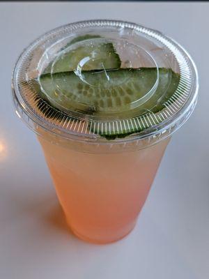 Large Watermelon Lemonade Refresher. Refreshing, but be forewarned there is plenty of added sugar in this drink!