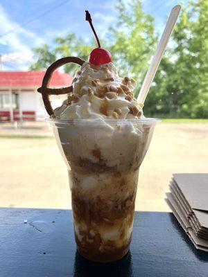 Salted caramel pretzel parfait