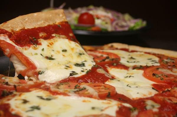 Thin crust Margherita pizza