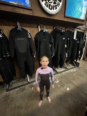 First surf wetsuit for my daughter.