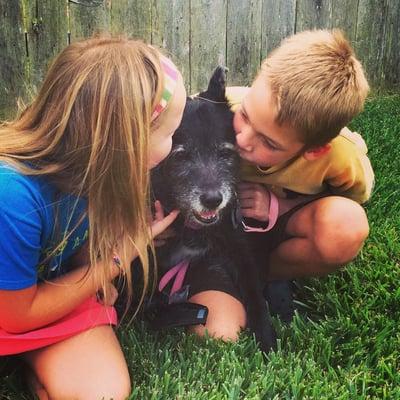 My children saying good bye to the pet they grew up with