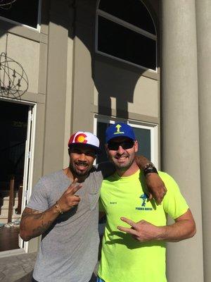 Omari Hardwick star of the hit show POWER, with Rusty (owner of Pyramid Movers) after Omari's Move.