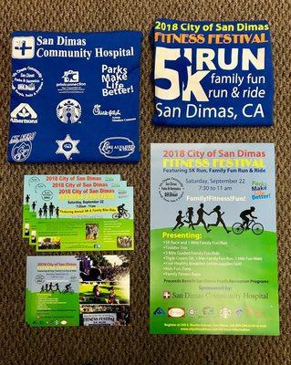 Postcards, Advertisements, and Shirts for the City of San Dimas Fitness Festival