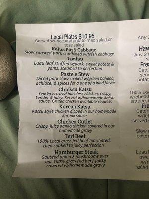 Local plates $10.95