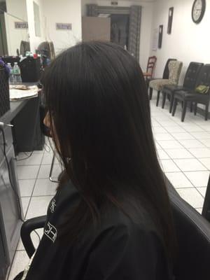 After keratin treatment, how smooth and silky it is.