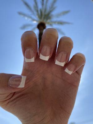 Acrylic French manicure with tips. Nail tech: Justin