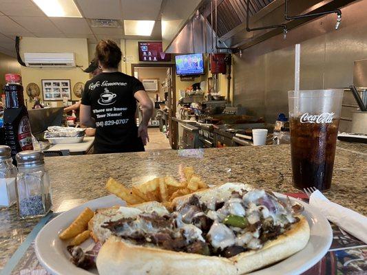 Cheese steak & Fries so good.