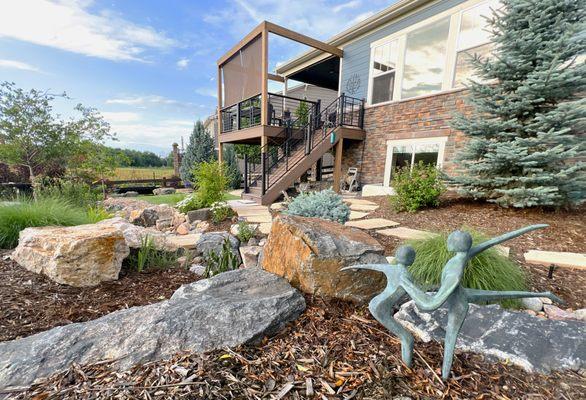 Archadeck of Greater Denver designed & built this Timbertech 2-story deck with a Cedar Frame to add shade in Lafayette, CO