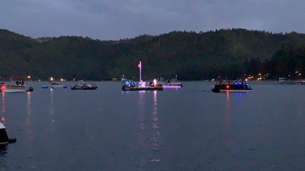 Floating barge that came around and played music