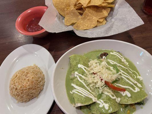 Vegetarian Enchaladas with rice