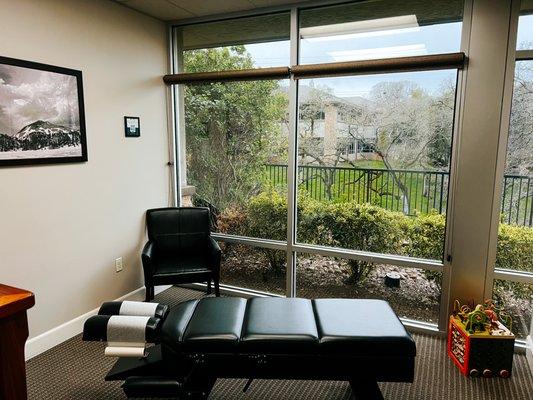 One of four rooms for Chiropractic. Additional seating available. Toys are easily accessible for our Chiropractic kids.