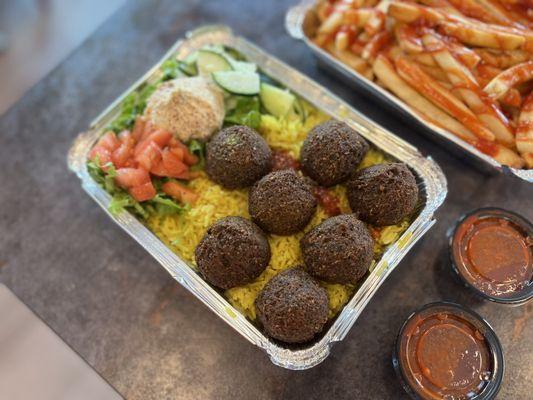 Falafel over Rice with NO white sauce