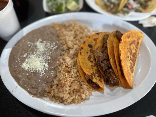 Birria Taco combo with chivo/goat